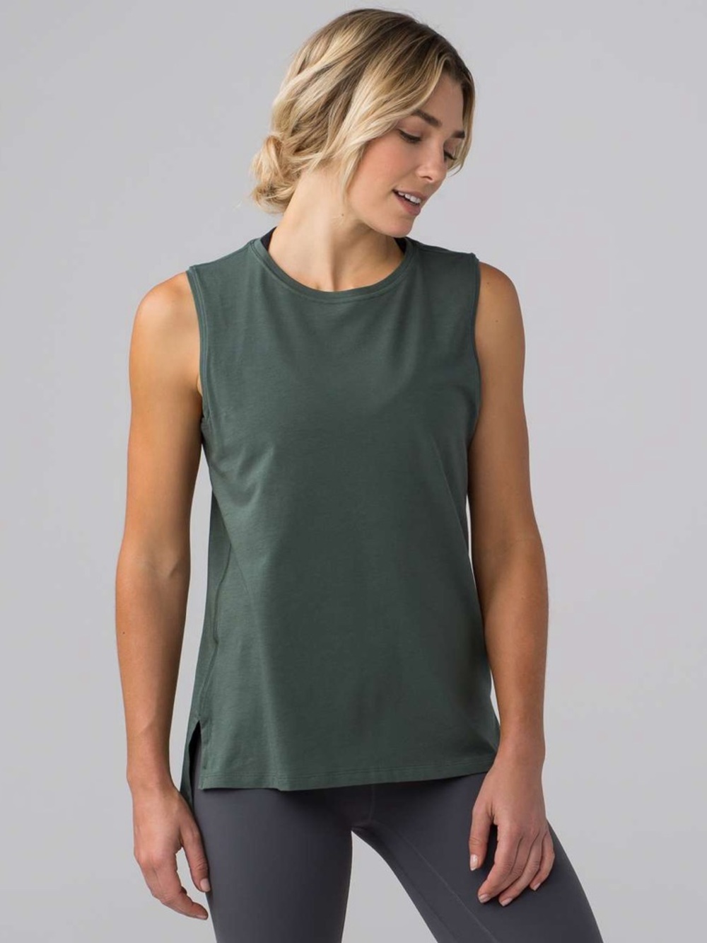 lululemon athletica Sleeveless Muscle Tee in Forest Green